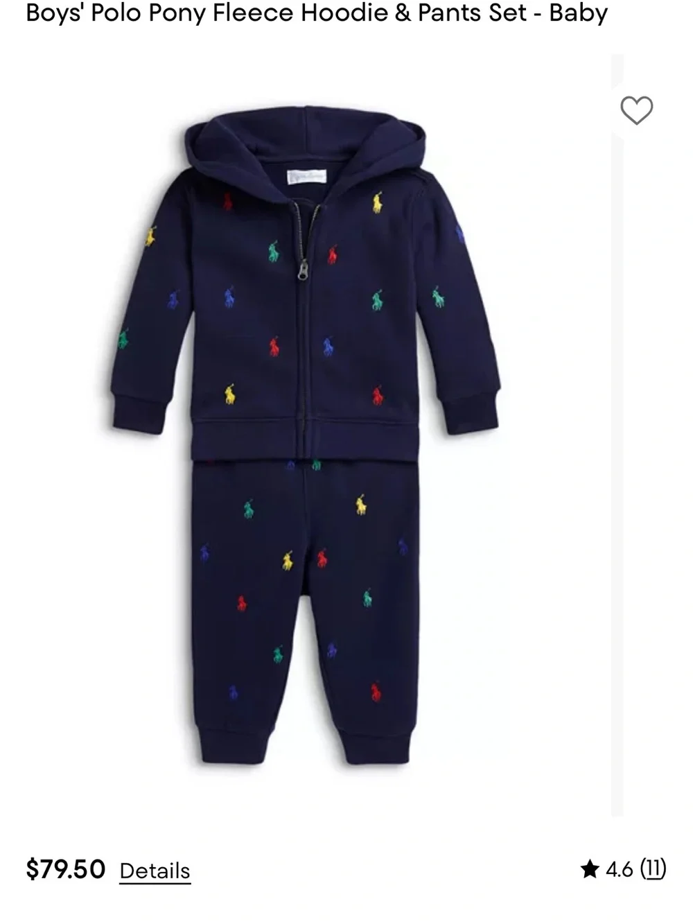 Ralph Lauren Navy Sweater with Multicolor Pony Embroidery